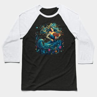 Mermaid Playing Violin Baseball T-Shirt